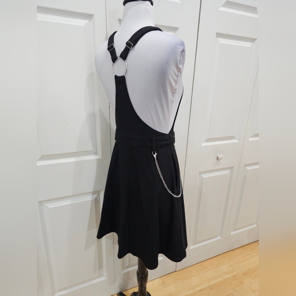 Hot Topic Punk Goth Black O-Ring Zipper & Chain Skirtall Skirt Overall Dress XS - Picture 7 of 16